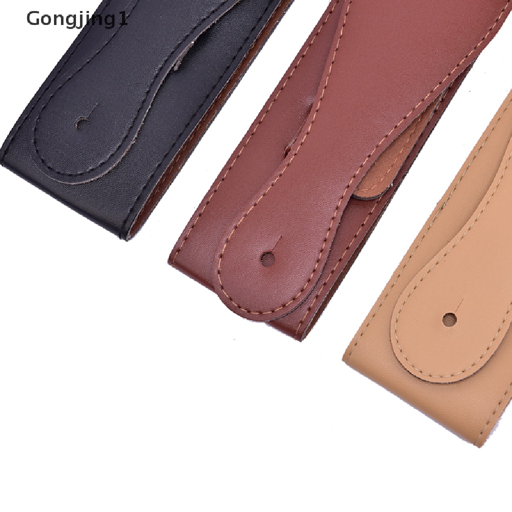 Gongjing1 Strap Adjustable Bahan Kulit Tebal Lembut Warna Coklat Untuk Gitar Akustik / Elektrik / Bass