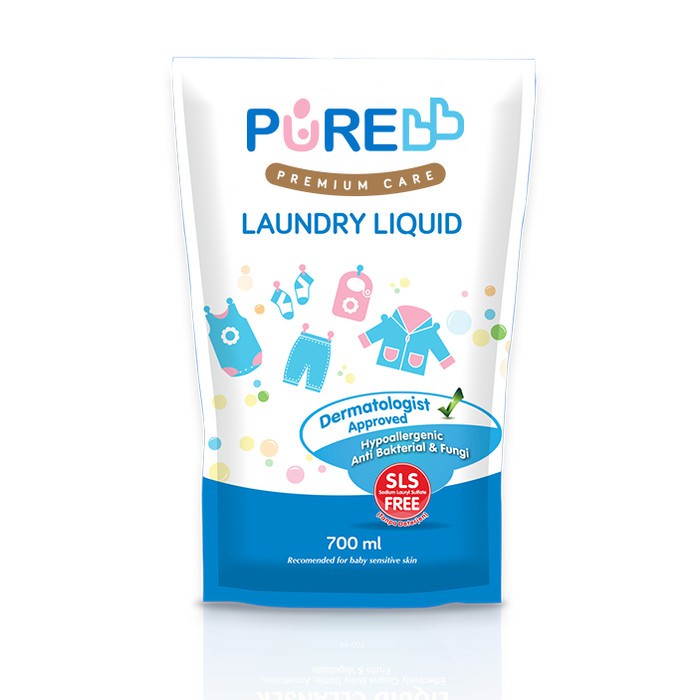 Pure BB Baby LAUNDRY Liquid 700ml - Sabun Cuci Baju Bayi - Refill / Pouch 700 ml - SLS Free PREMIUM