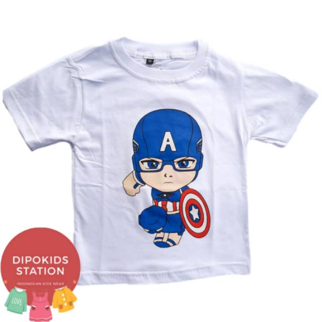  Grosir  Baju  Kaos Anak  Captain America Cotton Combed 30s 