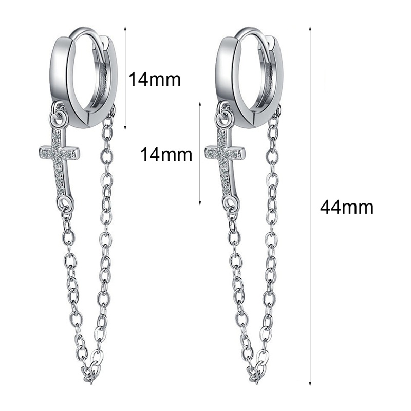 Anting Rumbai Panjang Bahan 925 Sterling Silver Aksen Kristal Zirkon Untuk Wanita