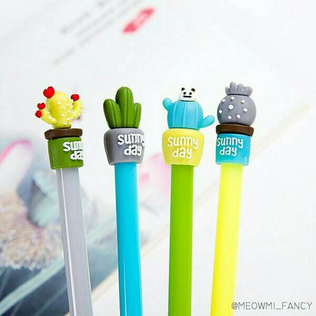 PULPEN GEL KAKTUS SUNNY DAY PEN GEL CACTUS LUCU IMUT IMPORT QUALITY BOLPEN UNIK KARAKTER HARGA MURAH