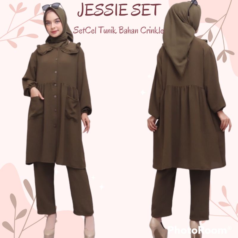 JESSIE SET (part A) - SETELAN CELANA TUNIK CRINKLE JUMBO XXL - SETELAN CELANA TUNIK BUSUI FRIENDLY