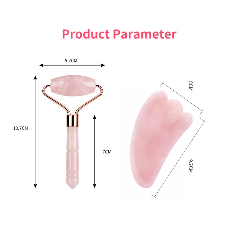 Gua Sha &amp; Roller Facial Massage - Rose Quartz