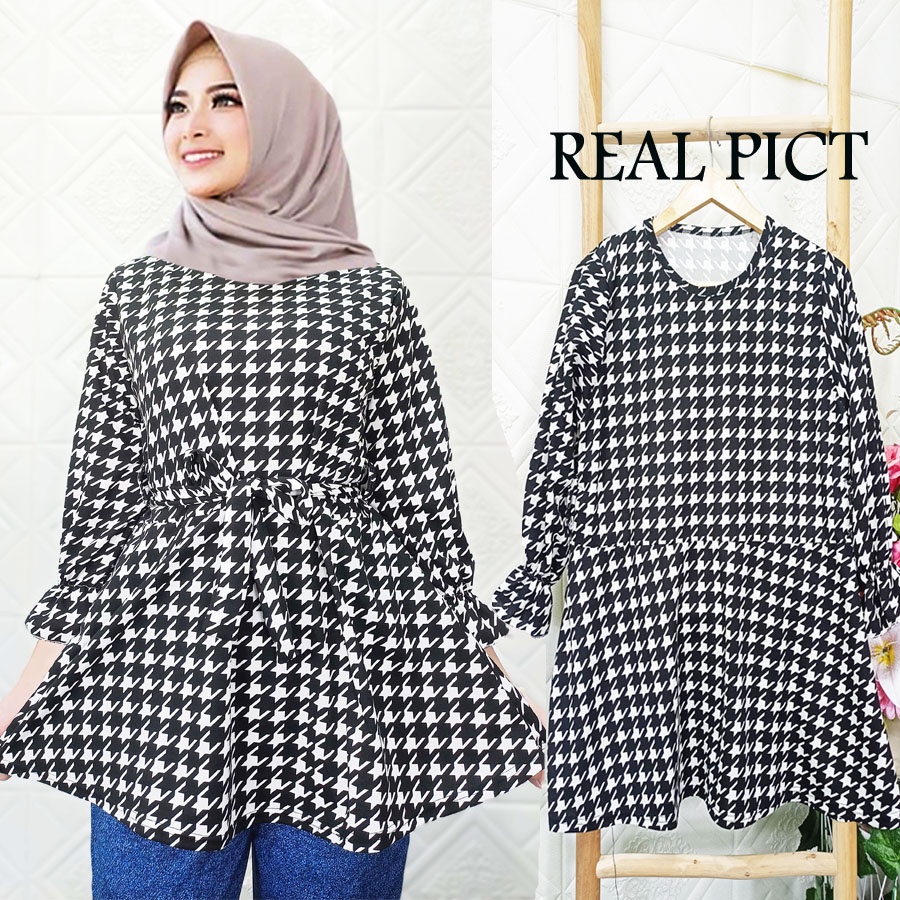 TUNIK DRESS DUATONE HOUNDSTOOTH CARLINA