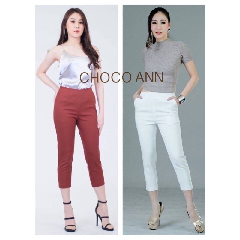 CELANA CHOCO ANN HIGHWAIST PANTS 7/8 ZIPPER SAMPING CODE D01 PART 1