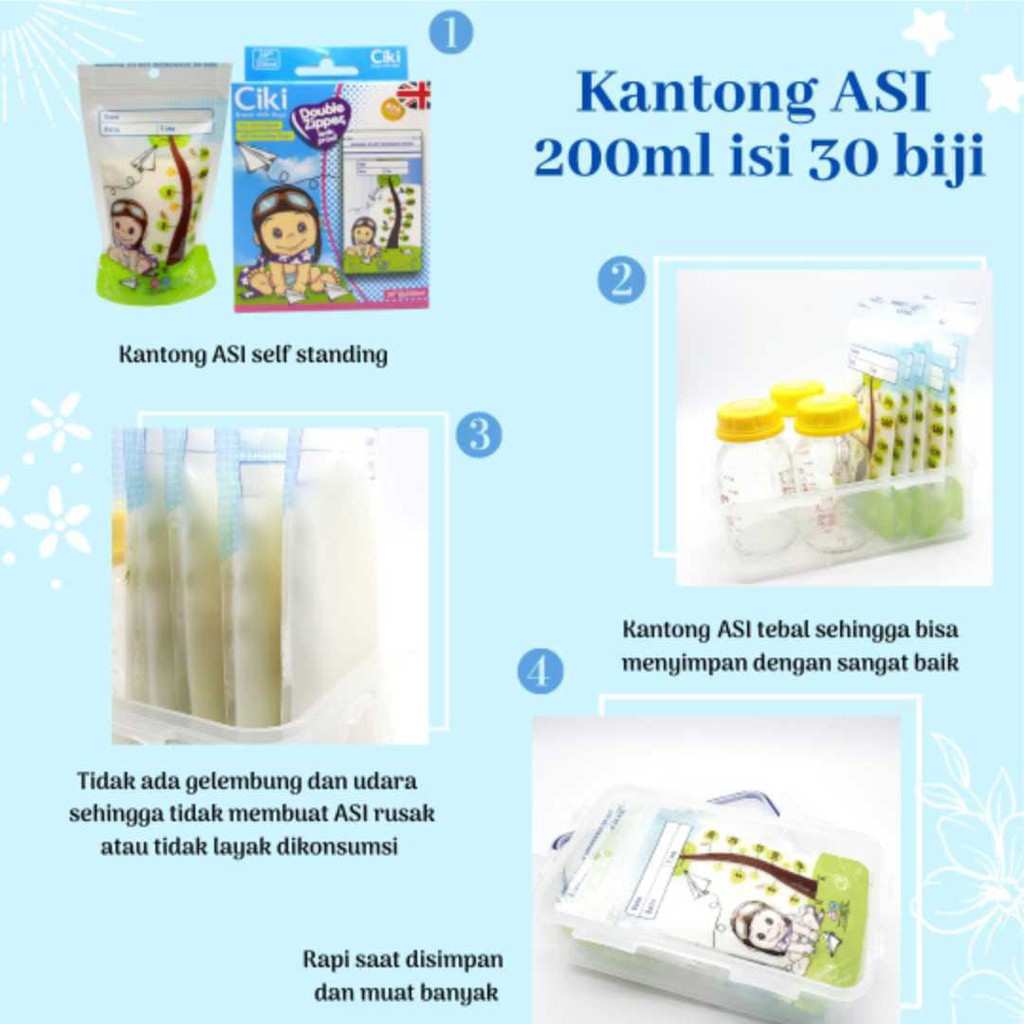 CIKI breast milk Bags Kantong ASI 100ml / 200ml Isi 30pc