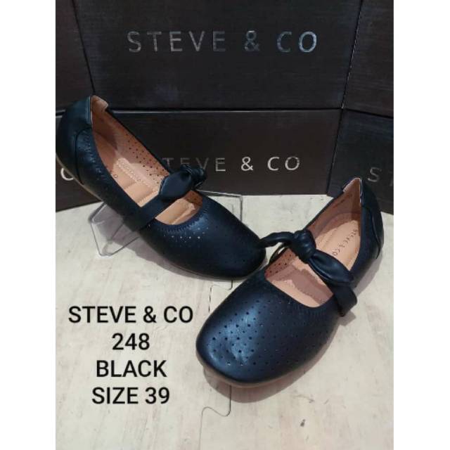 Steve&co sepatu flat shoes warna black&maroon