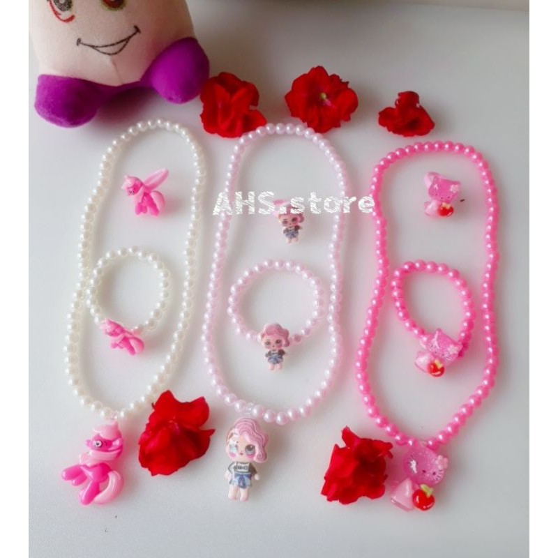 Kalung mutiara anak Aksesoris Anak Kalung Mutiara set 3 pcs