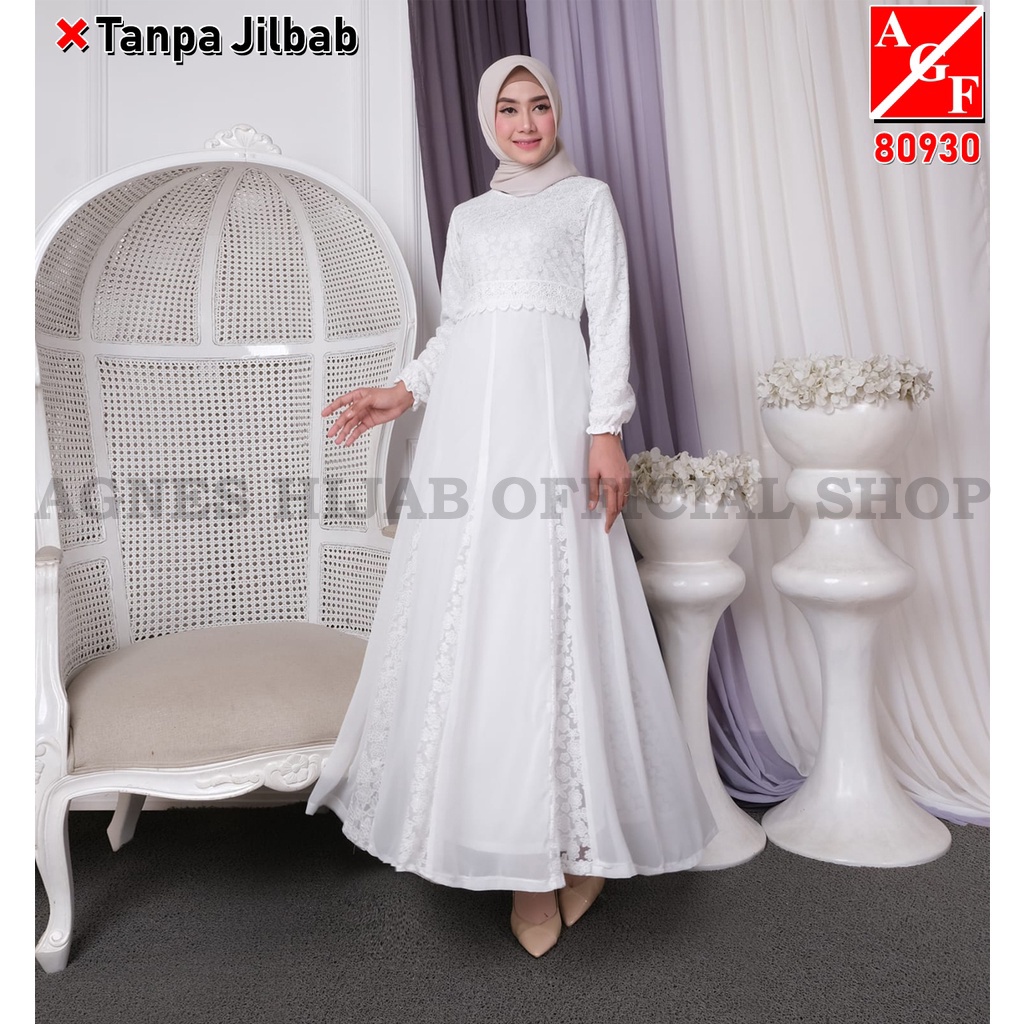 Agnes Baju Gamis Wanita Brukat / Dress Brukat Lebaran Umroh Haji / Busana Muslim Wanita 80930-2