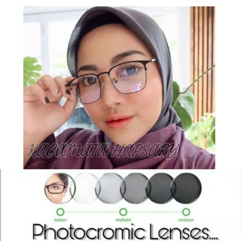 Paket Frame + Lensa Photocromic | Kacamata Minus | Kacamata Anti Radiasi | Pria &amp; Wanita 2047