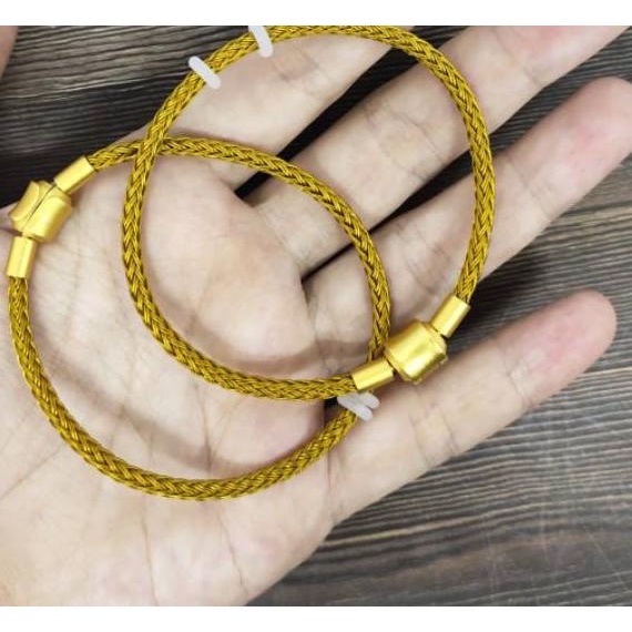 GROSIR Fifi Fashion Gelang Tali Kawat Anti Air Waterproof Charm Liontin Mainan Pandora Emas Hongkong