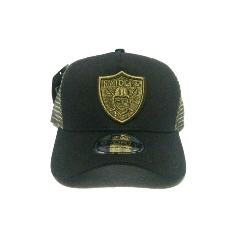Raiders Hijau Army / Bahan Hitam / Trucker Hijau Army / Topi Premium / 9Forty A Frame