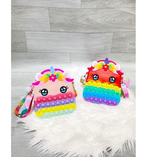 Borong Irit Tas Selempang Anak Pop it Unicorn Big Size - -50B#