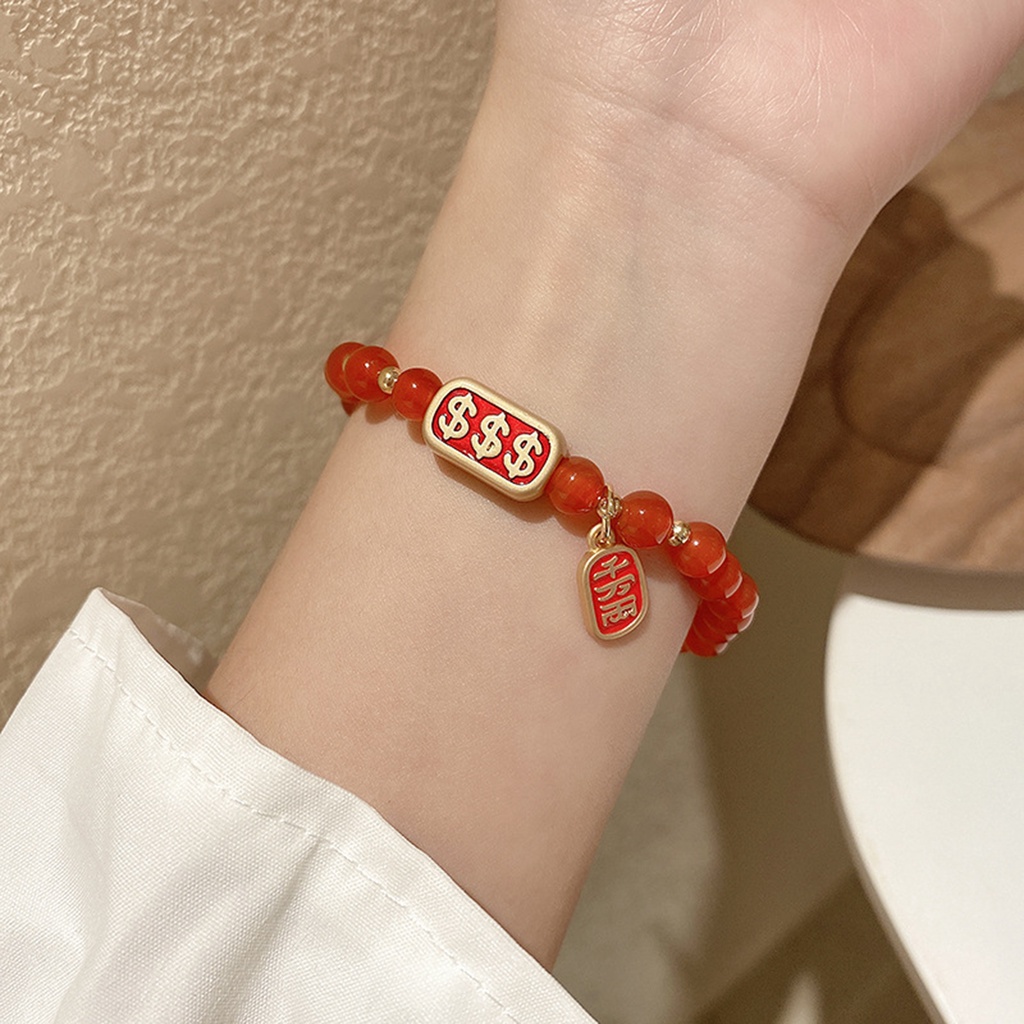 Hu Hu Hu Hu Hu Alat Bantu Pasang Kacamata♡ Gelang Tali Kepang Adjustable Dengan Charm Zodiak Cina Bahan Alloy Untuk Festival Musim Semi