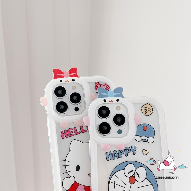 Soft Case Motif Kartun Doraemon Hello Kitty 3D Untuk IPhone 11 13 12 14 Pro MAX XR 6 6S 7 8 14 Plus X XS MAX