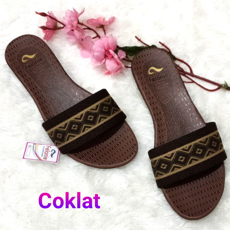 sandal wanita murah selop ( Felonie MRA 01 Batik + DH 03 ) turki rajut terbaru