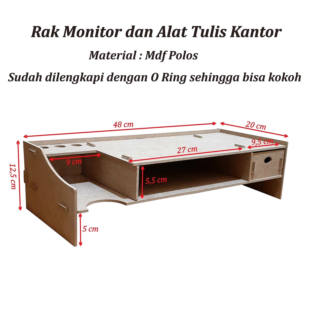 Dudukan Meja Stand Monitor Laptop Komputer Kayu Minimalis Murah Portable Korean Style Serbaguna 1005