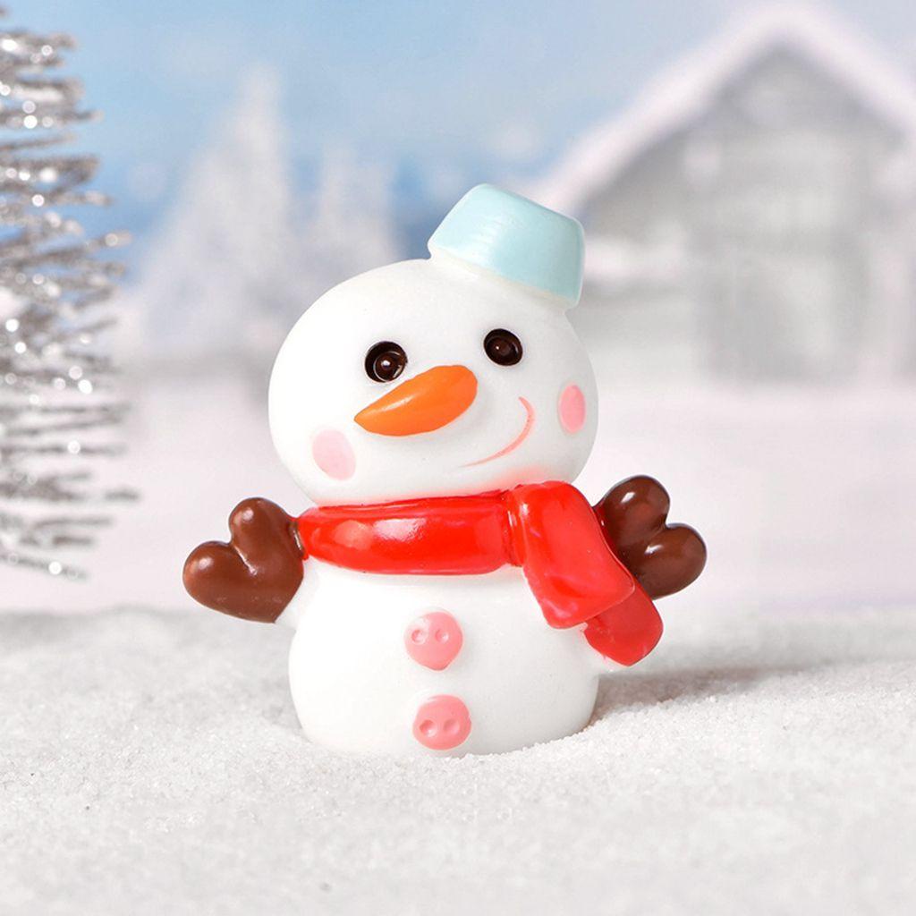 Agustina Ornamen Natal Lucu Mini Bola Dunia Salju Perlengkapan Resin Desain Kartun Pemandangan Mikro Dekorasi Snowman Figurine