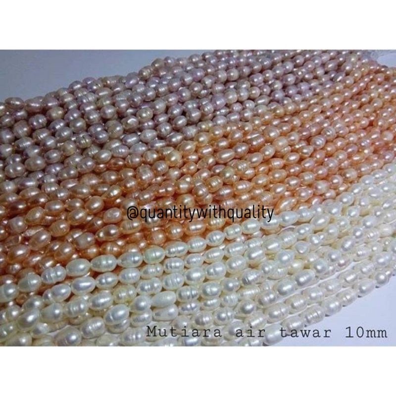 MUTIARA AIR TAWAR OVAL Lombok PREMIUM QUALITY ukuran 6-16mm putih peach lavender