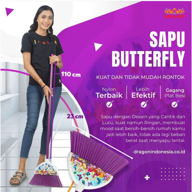 sapu ungu / sapu nilon ungu / Sapu Butterfly Dragon ungu