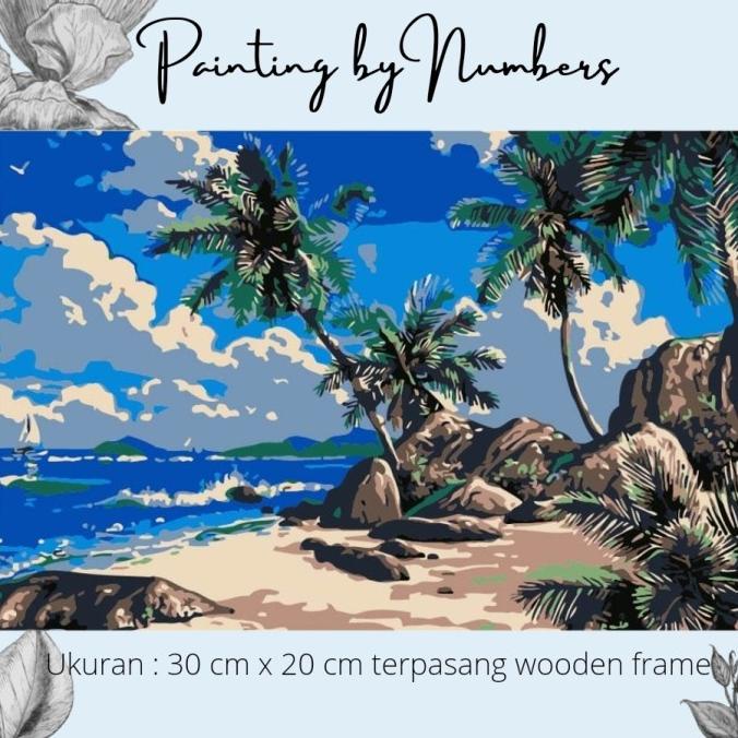 

DIY painting by number 30x20cm kerajinan tangan - Palm Beach