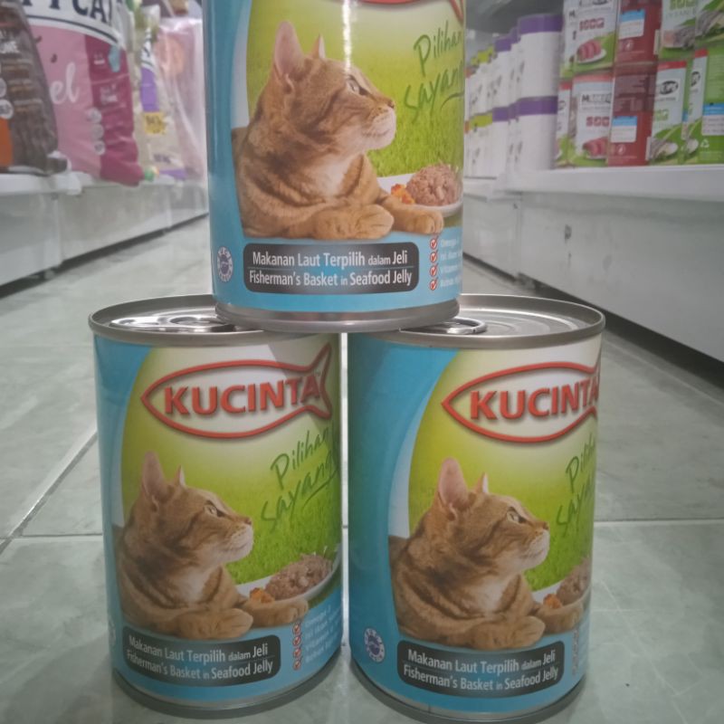 makanan kucing Kucinta kaleng fisherman's basket in seafood jelly 400gr