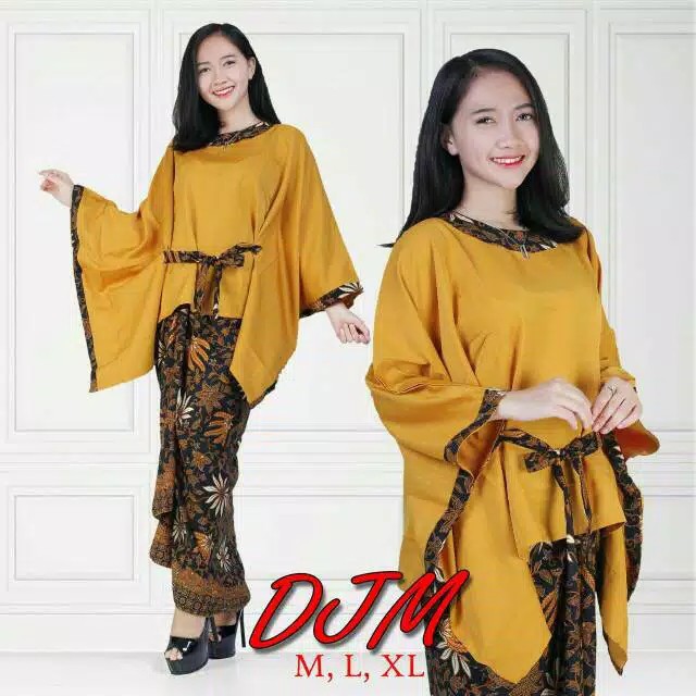 Set kebaya BATLIST/kebaya batwing tapi/rok lilit/kebaya wisuda/peach/grey/navy/maron/gold