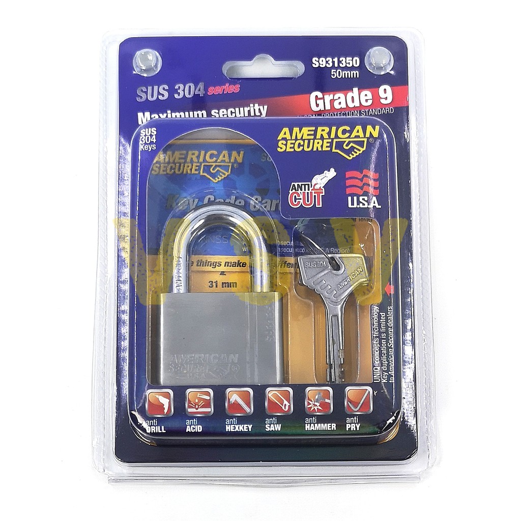 American Secure Gembok 50mm Pendek / Gembok rumah / gembok gudang