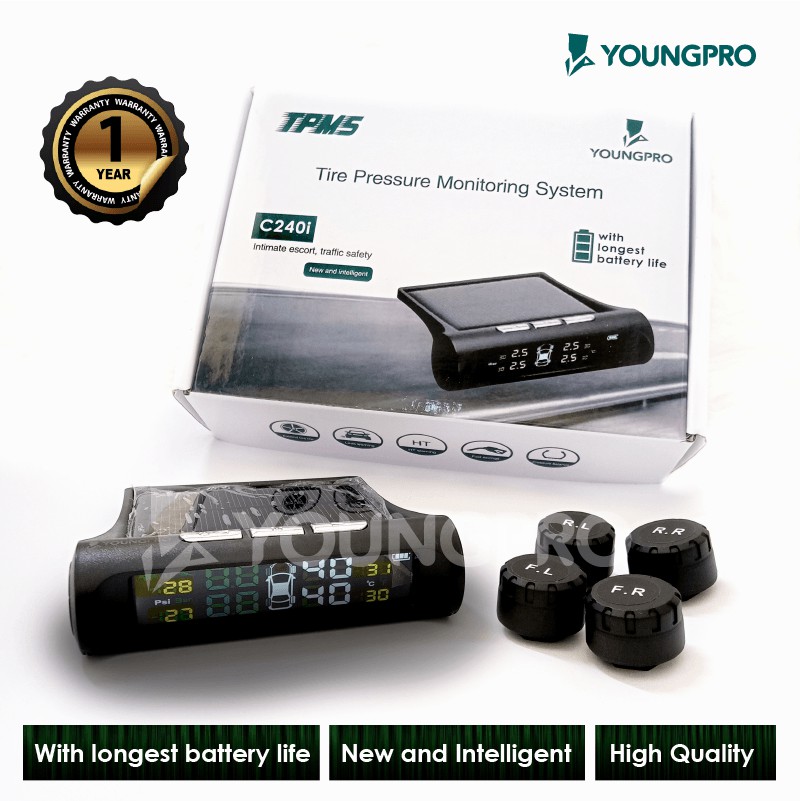 YOUNGPRO TPMS C240 C260 ​​Tekanan Ban Monitoring System Surya