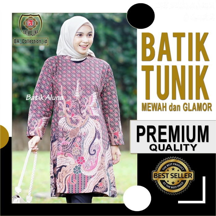 Atasan Batik Wanita Tunik Lengan Panjang Katun Lapis Trikot Premium Modern Original Model Resleting 