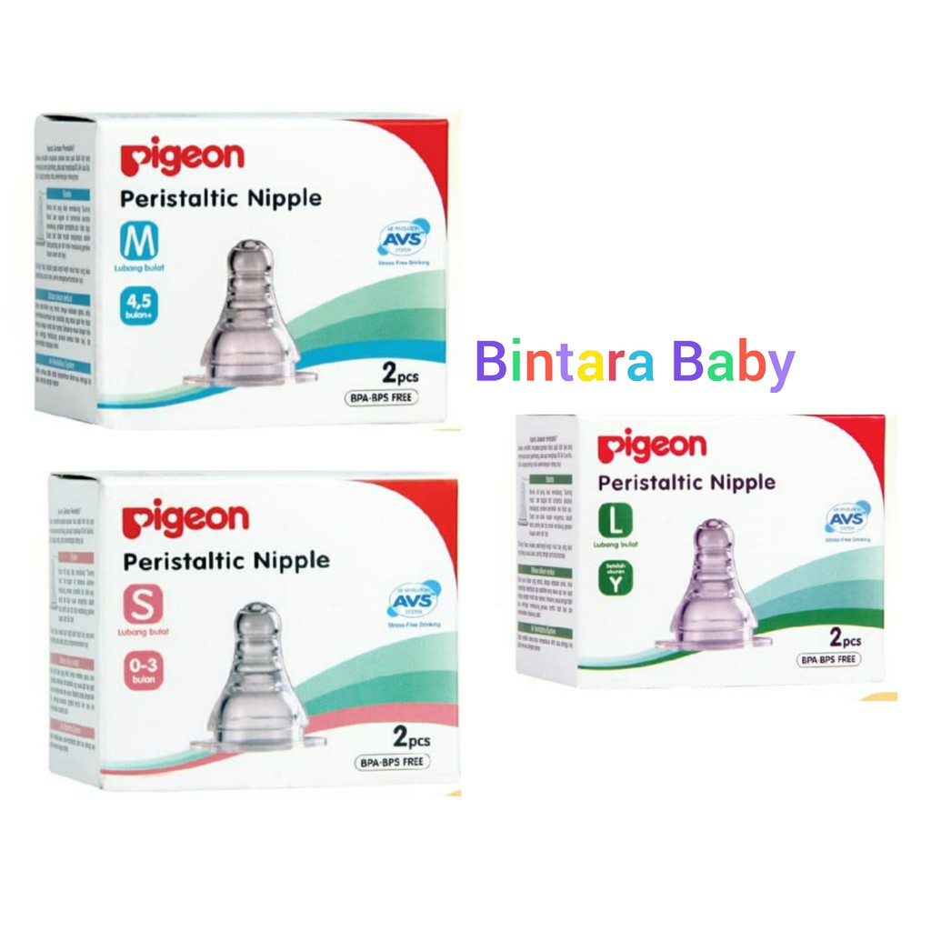 ORIGINAL Pigeon peristaltic nipple slim neck /  Dot Botol Susu pigeon  Standarneck Silikon Botol Susu Pigeon Dot Isi 2 Original Dot ulir / Dot Pigeon Size S Size M Size L 6 Bulan Ketas Newborn Baby / Dot Pigeon Original Soft touch peristaltic