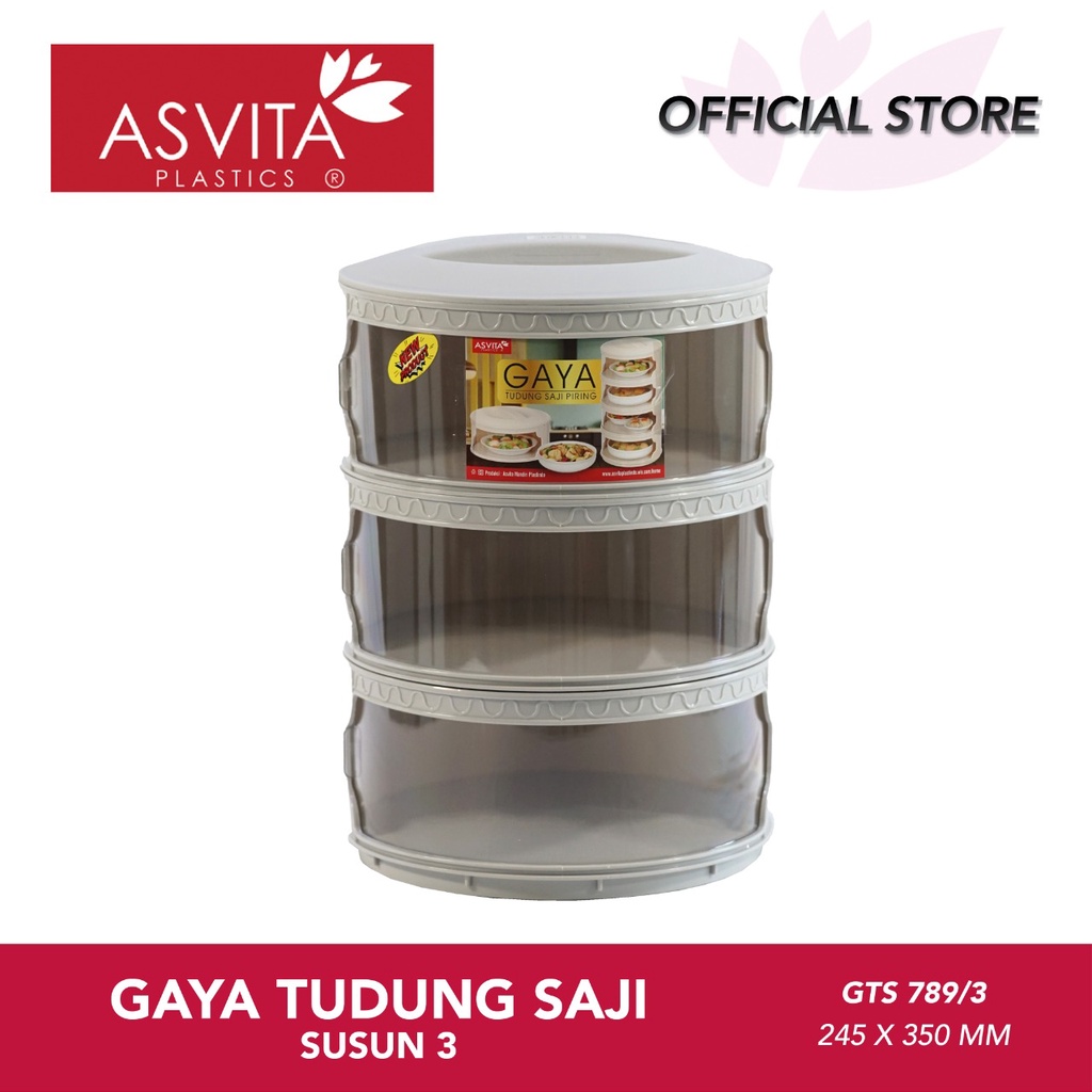 ASVITA Gaya Tudung Saji Plastik Food Grade 3 Susun Movable Cover GTS7893
