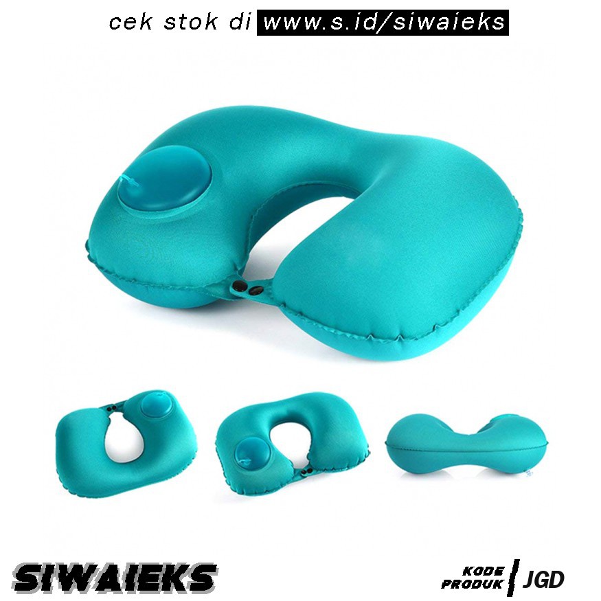 JGD TaffSPORT Bantal Leher Travel Inflatable Neck Pillow RH34 Blue Grab Medan