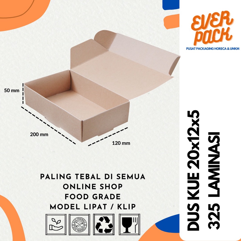 

DUS BOX BROWNIES/ROTI/KUE 20x12x5 - KRAFT PAPER - LAMINASI TEBAL 325 GSM