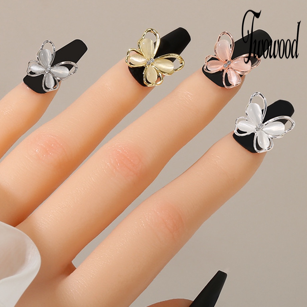 Twowood 20Pcs / Set Ornamen Kupu-Kupu Bahan Alloy Untuk Dekorasi Nail Art / Manicure DIY Butterfly