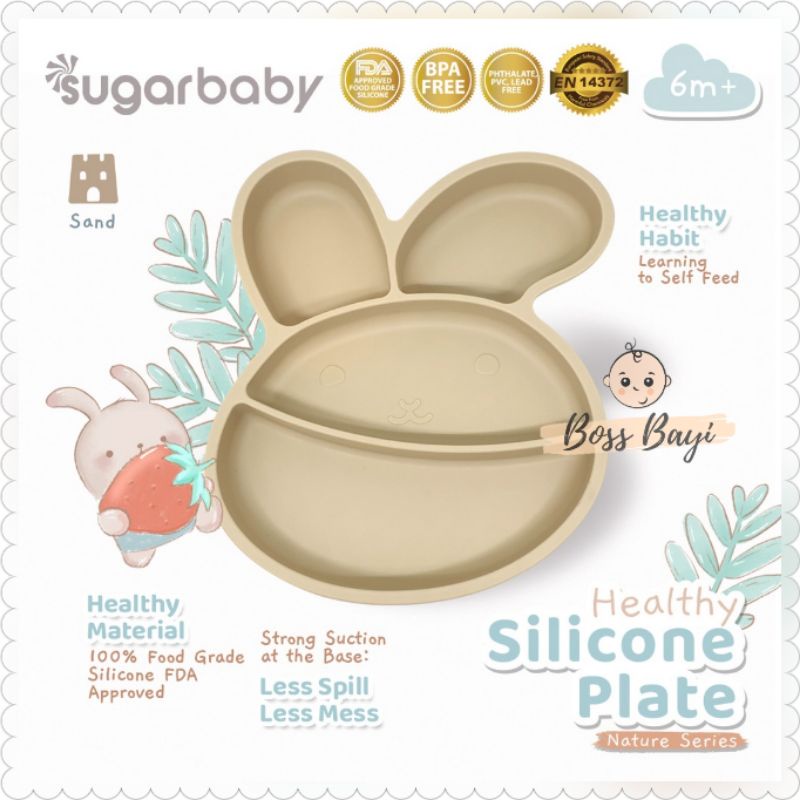 SUGARBABY Healthy Silicone Plate Nature Series / Piring Makan Bayi Anak Silikon Sugar Baby