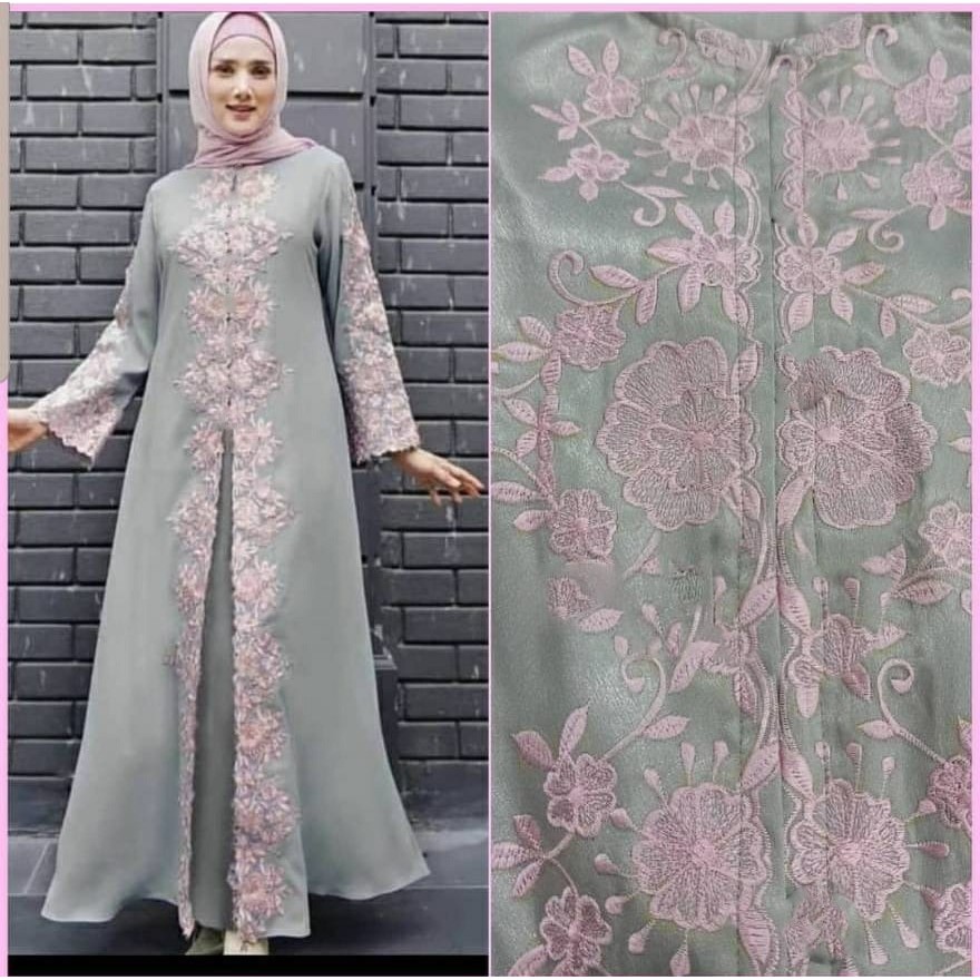 C-MAXI MULAN/BAJU GAMIS PEREMPUAN/BAHAN MOSCREPE/BORDIR FULL MEWAH