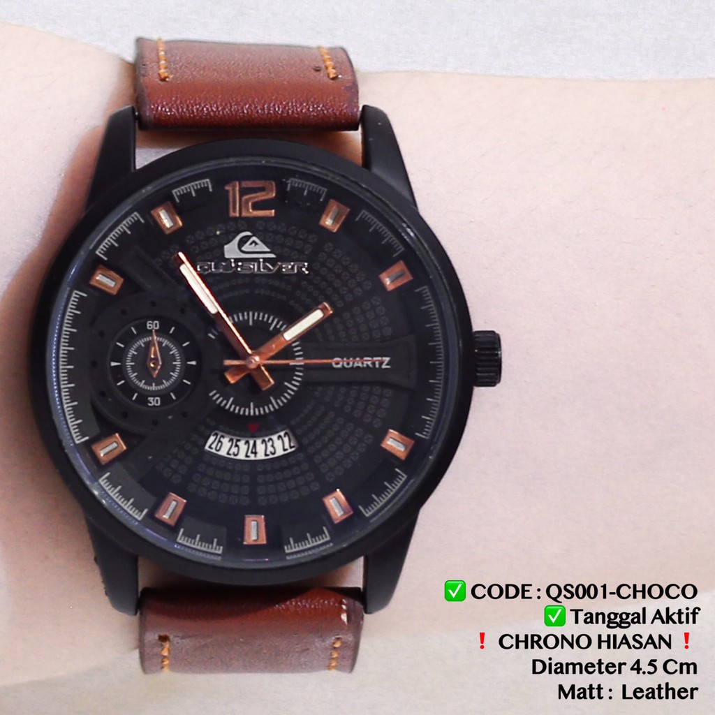 Jam tangan pria quiksilver tali kulit grosir ecer murah leather premium watch sale qs007