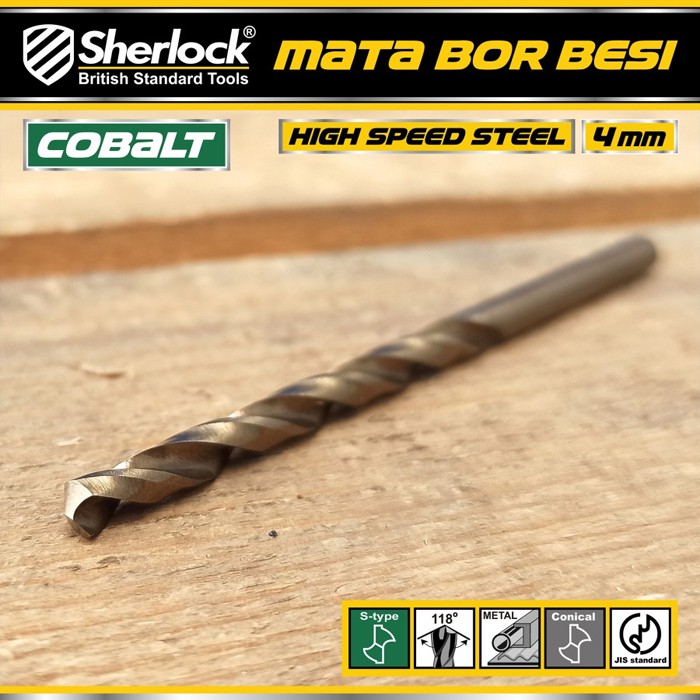 Mata Bor Besi 4 mm / Sherlock JIS Standard High Speed Steel Cobalt (1 Pcs)