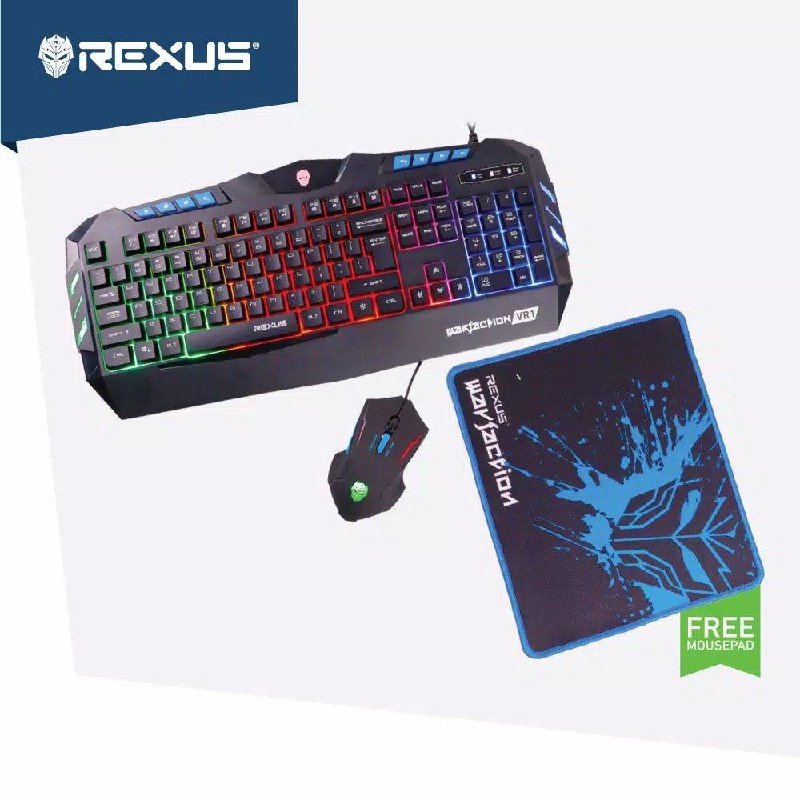 Mouse Keyboard Gaming Combo Rexus Warfaction VR1  - Free Gaming Mousepad