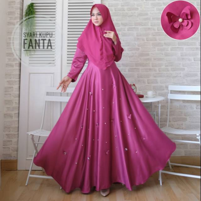 Gamis pesta syari kupu set khimar termurah terlaris 2018 RHS