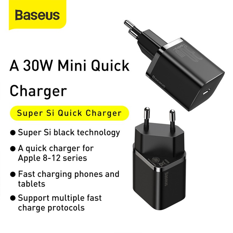 Baseus Kepala Charger Type C PD Quick Charger 30W SAMSUNG XIAOMI PAD