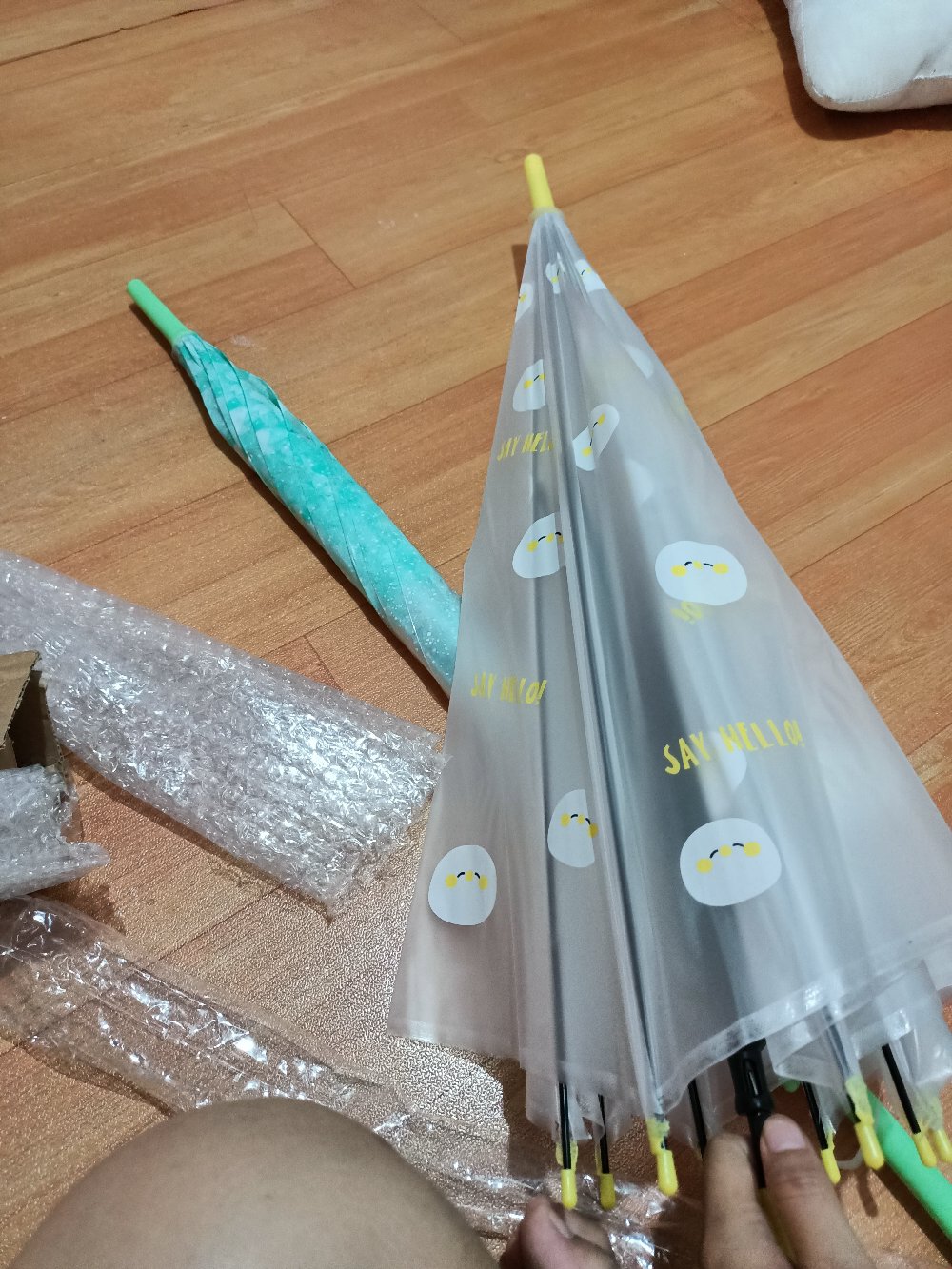 Rajakarta Payung Transparan Standar Tongkat Motif Mix Banyak Karakter Lucu