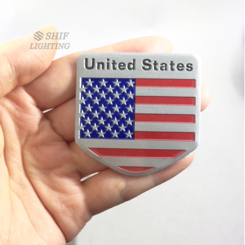 1Pc Stiker Emblem / Badge Motif Bendera Amerika Bahan Aluminium untuk Mobil