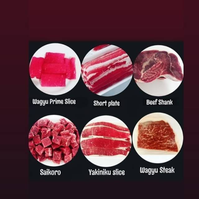 

Daging waigyu steak/wagyu slice/saikoro/shortplate/brisket yakiniku/beef shank sengkel/tetelan
