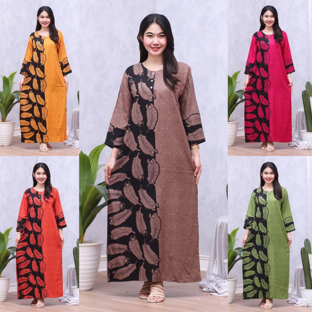 Longdres Batik FEILINA  Daster busui  Baju batik  Baju tidur  Dress batik