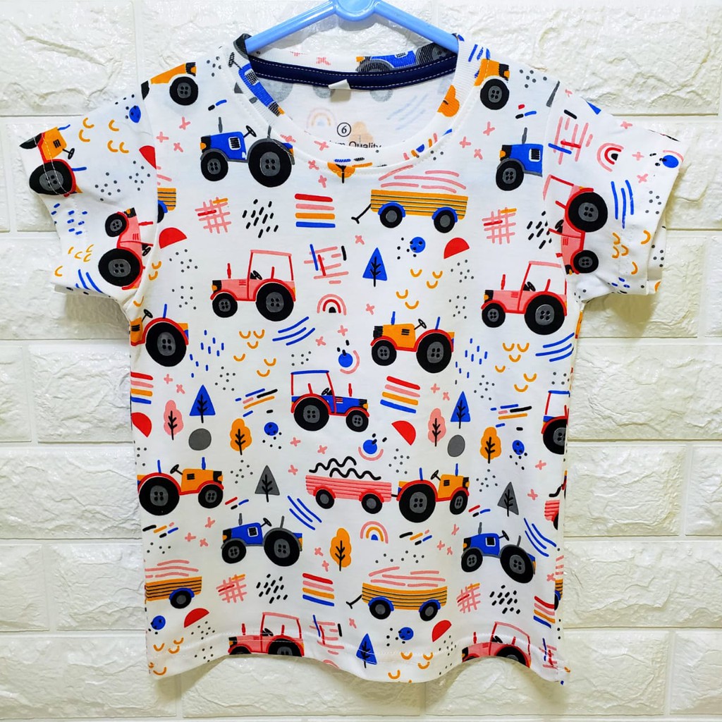 KAOS ANAK KECIL MOTIF MOBIL TRUCK CAR TRAKTOR CARS FULL PRINT KIDS LAKI COWO COWOK KATUN MURAH