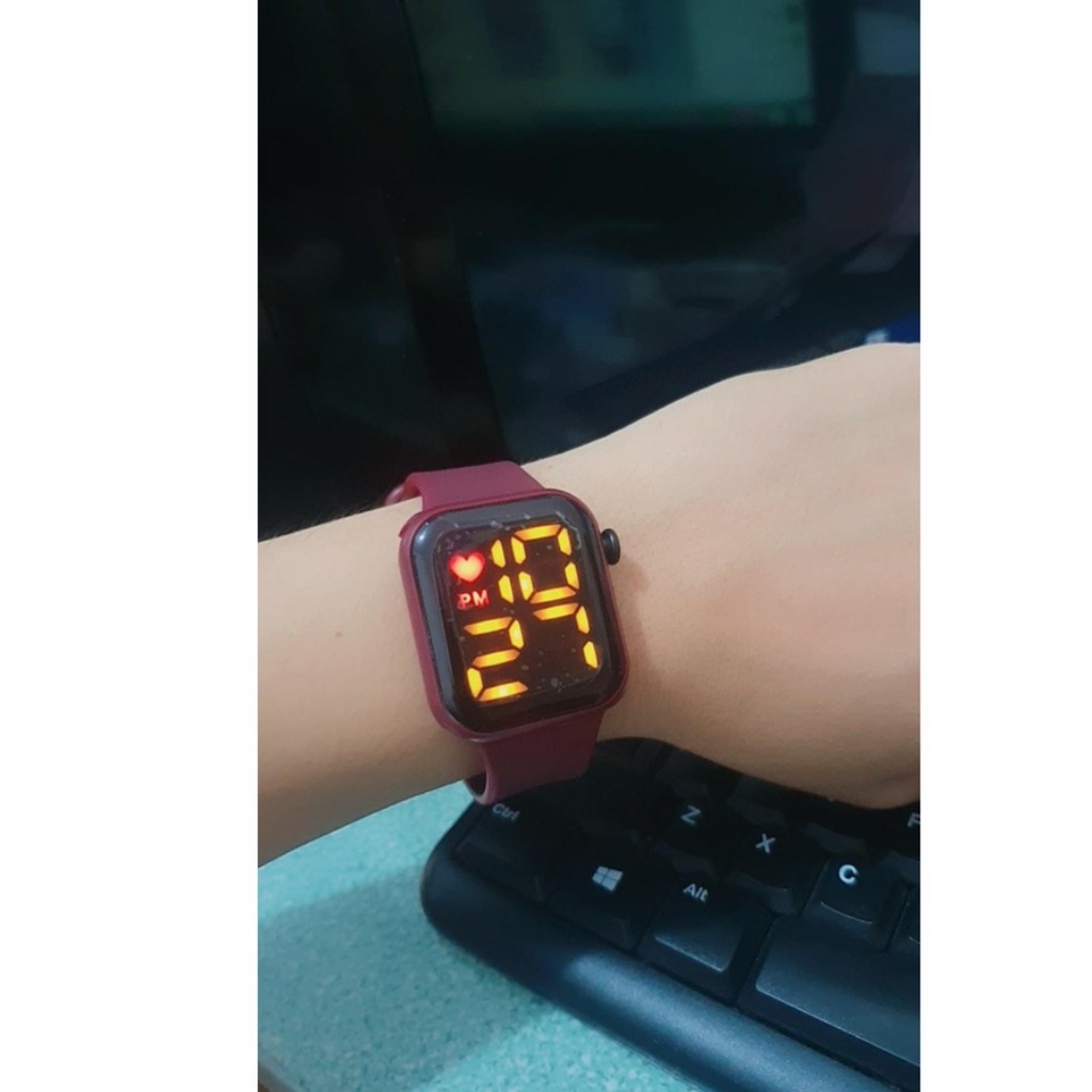 JAM TANGAN RUBBER DIGITAL SEGI HUSH PUPPIES GROSIR MURAH KARET SPORT LED PRIA WANITA COUPLE HP009