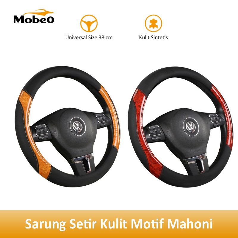 

Mobeo Sarung Setir Kulit Motif Mahoni Universal 38 cm / Steering Wheel Cover Leather Mahogany 38 cm