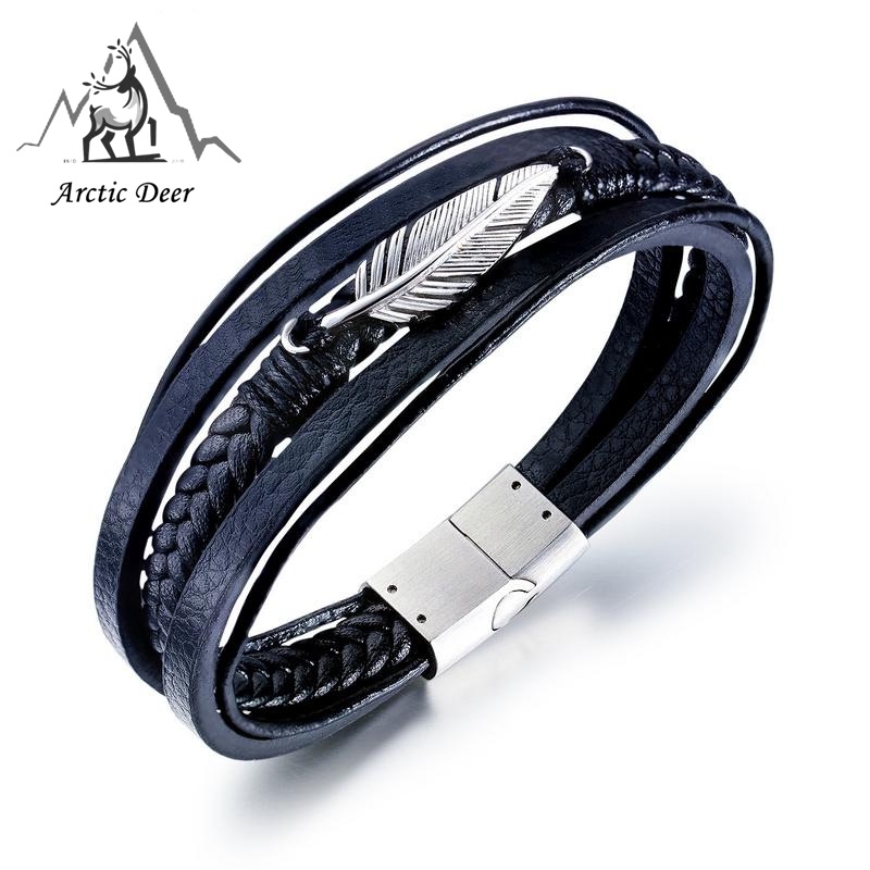 Gelang Pria  Titanium-Bulu Burung men's bracelet Original Arctic Deer